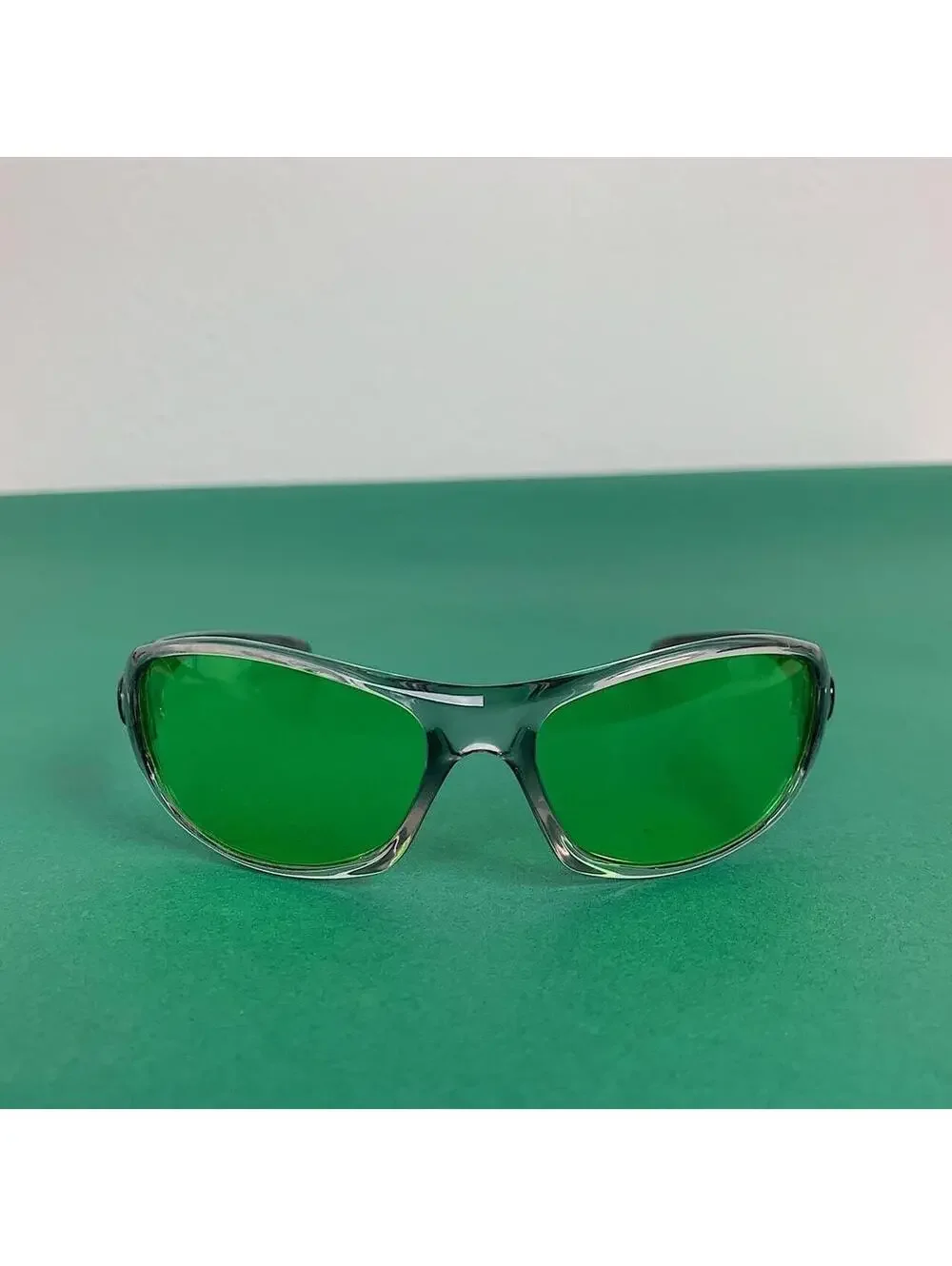 Vintage Y2K Style Cyber Futuristic Green Lenses sunglasses. Unisex
